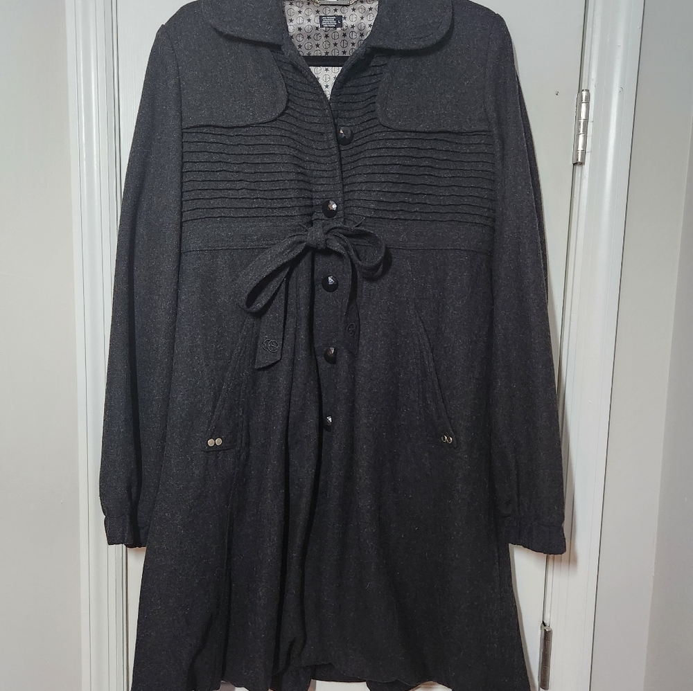Marc Ecko Charcoal Wool Blend Button-Up Pea Coat Size L